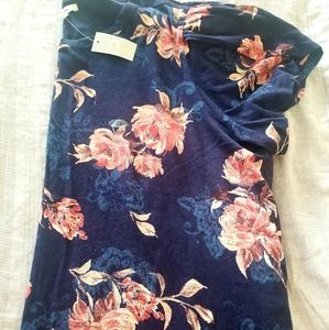 Maurice's Navy Floral Short Sleeve Top 2X